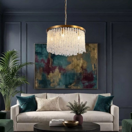 83392-006 Matt Brass 5 Light Chandelier with Crystal