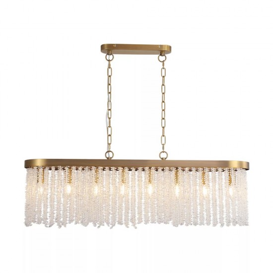 83393-006 Matt Brass 8 Light over Island Fitting with Crystal