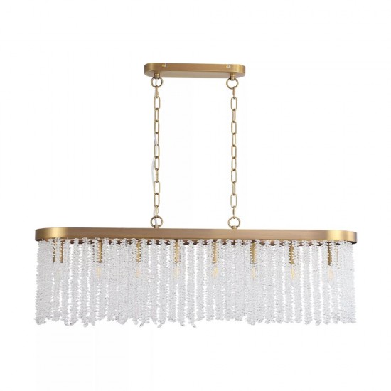 83393-006 Matt Brass 8 Light over Island Fitting with Crystal
