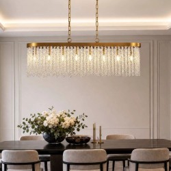 83393-006 Matt Brass 8 Light over Island Fitting with Crystal