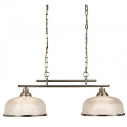 21059-006 Antique Brass 2 Light over Island Fitting with Textured Glasses