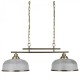 21059-006 Antique Brass 2 Light over Island Fitting with Textured Glasses