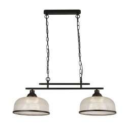 71960-006 Matt Black 2 Light over Island Fitting with Textured Clear Glasses