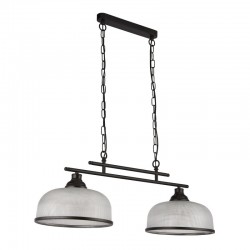 71960-006 Matt Black 2 Light over Island Fitting with Textured Clear Glasses 71960-006 Matt Black 2 Light over Island Fitting with Textured Clear Glasses