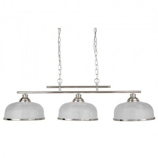 21062-006 Satin Silver 3 Light over Island Fitting with Textured Glasses