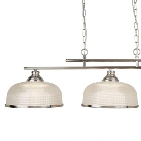 21062-006 Satin Silver 3 Light over Island Fitting with Textured Glasses