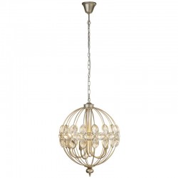 55040-006 Champagne Gold 6 Light Pendant with Crystal Glass