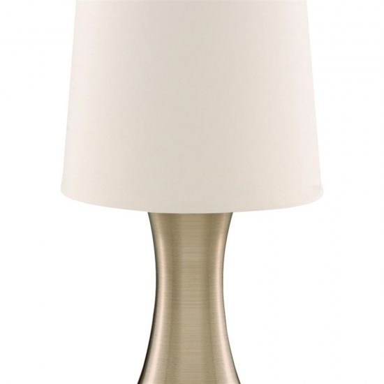 32966-006 Antique Brass Touch Table Lamp with Cream Shade