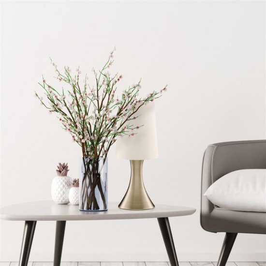 32966-006 Antique Brass Touch Table Lamp with Cream Shade