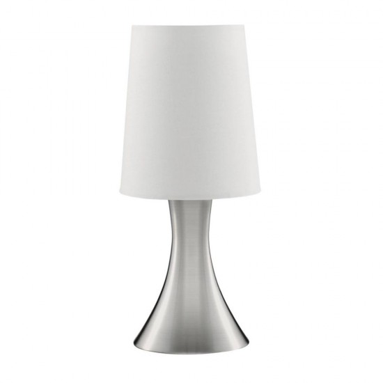 32967-006 Satin Silver Touch Table Lamp with White Shade