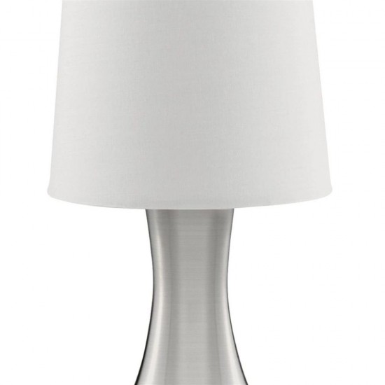 32967-006 Satin Silver Touch Table Lamp with White Shade