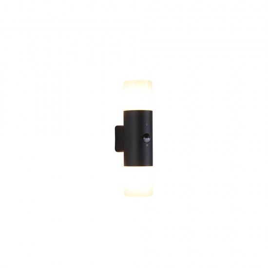 79128-006 Black Up & Down PIR Wall Lamp with White Diffuser