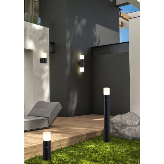 79128-006 Black Up & Down PIR Wall Lamp with White Diffuser