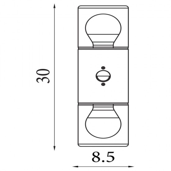 79128-006 Black Up & Down PIR Wall Lamp with White Diffuser