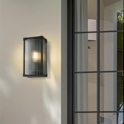 78925-006 Matt Black Wall Lamp with Ribbed Glass IP44 78925-006 Matt Black Wall Lamp with Ribbed Glass IP44