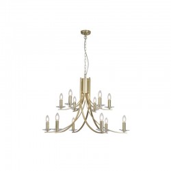 78917-006 Satin Brass & Crystal Twist 12 Light Pendant