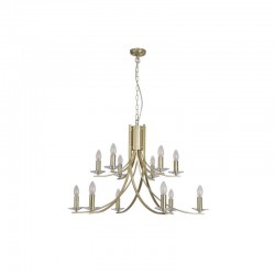 78917-006 Satin Brass & Crystal Twist 12 Light Pendant