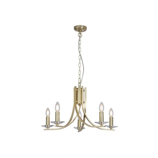 78914-006 Satin Brass & Crystal Twist 5 Light Pendant