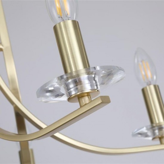 78914-006 Satin Brass & Crystal Twist 5 Light Pendant