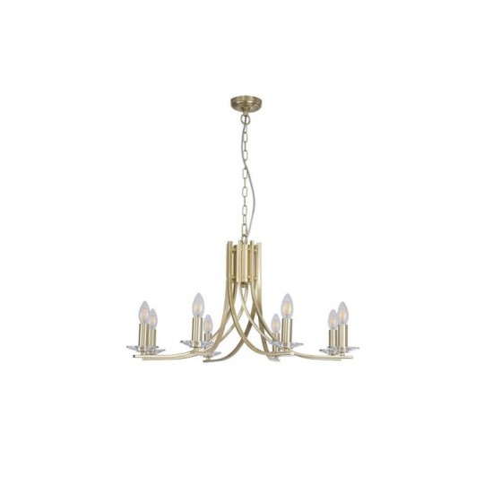 78916-006 Satin Brass & Crystal Twist 8 Light Pendant