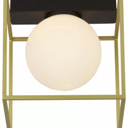 21337-006 Gold & Black Semi Flush with White Glass