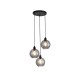 79138-006 Matt Black 3 Light Cluster Pendant with Smoked Swirled Glass