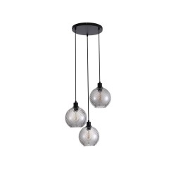 79138-006 Matt Black 3 Light Cluster Pendant with Smoked Swirled Glass