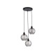 79138-006 Matt Black 3 Light Cluster Pendant with Smoked Swirled Glass