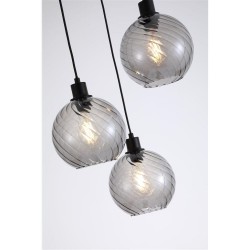 79138-006 Matt Black 3 Light Cluster Pendant with Smoked Swirled Glass