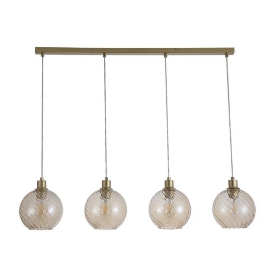 79139-006 Matt Gold 4 Light over Island Fitting with Champagne Swirled Glass