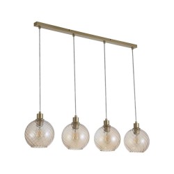 79139-006 Matt Gold 4 Light over Island Fitting with Champagne Swirled Glass