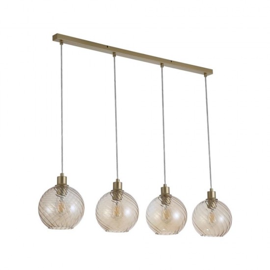 79139-006 Matt Gold 4 Light over Island Fitting with Champagne Swirled Glass