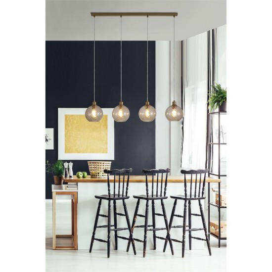 79139-006 Matt Gold 4 Light over Island Fitting with Champagne Swirled Glass