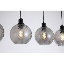 79140-006 Matt Black 4 Light over Island Fitting with Smoked Swirled Glass
