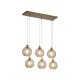 79141-006 Matt Gold 6 Light over Island Fitting with Champagne Swirled Glass