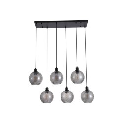 79142-006 Matt Black 6 Light over Island Fitting with Smoked Swirled Glass