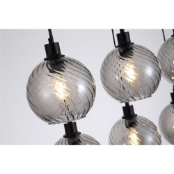 79142-006 Matt Black 6 Light over Island Fitting with Smoked Swirled Glass