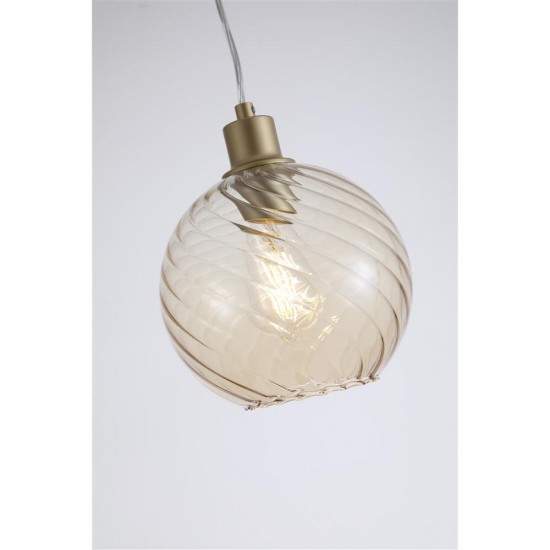 79143-006 Matt Gold Pendant with Champagne Swirled Glass