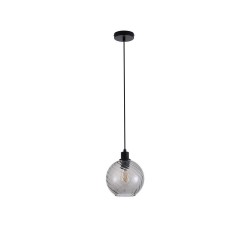 79144-006 Matt Black Pendant with Smoked Swirled Glass