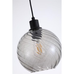 79144-006 Matt Black Pendant with Smoked Swirled Glass