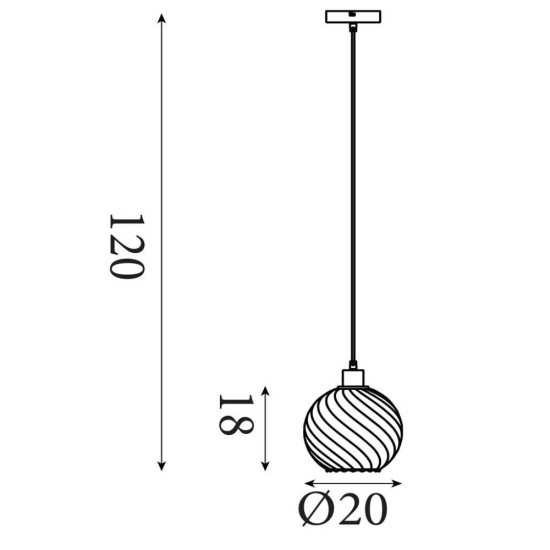 79144-006 Matt Black Pendant with Smoked Swirled Glass