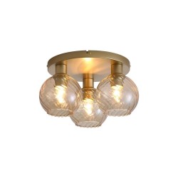 79145-006 Matt Gold 3 Light Semi Flush with Champagne Swirled Glass