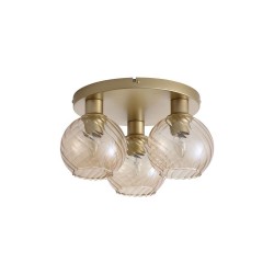 79145-006 Matt Gold 3 Light Semi Flush with Champagne Swirled Glass