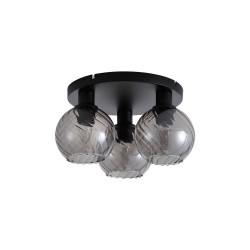 79146-006 Matt Black 3 Light Semi Flush with Smoked Swirled Glass