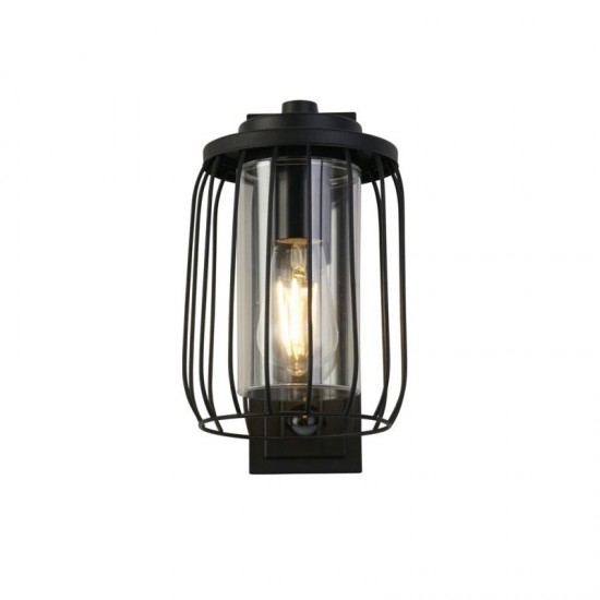 75497-006 Black PIR Wall Lamp with Clear Diffuser