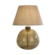 75531-006 Green Glass Table Lamp with Natural Linen Shade