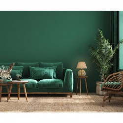 75531-006 Green Glass Table Lamp with Natural Linen Shade