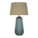 75532-006 Blue Glass Table Lamp with Natural Linen Shade