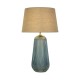75532-006 Blue Glass Table Lamp with Natural Linen Shade