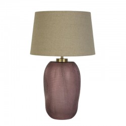 75533-006 Pink Glass Table Lamp with Natural Linen Shade